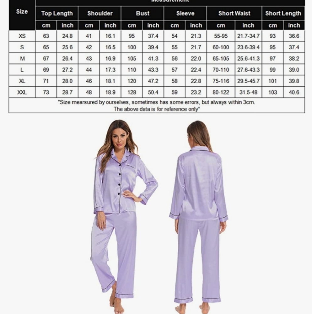 NEW LAVENDER SILKY LONG PAJAMA SET - Picture 5 of 5